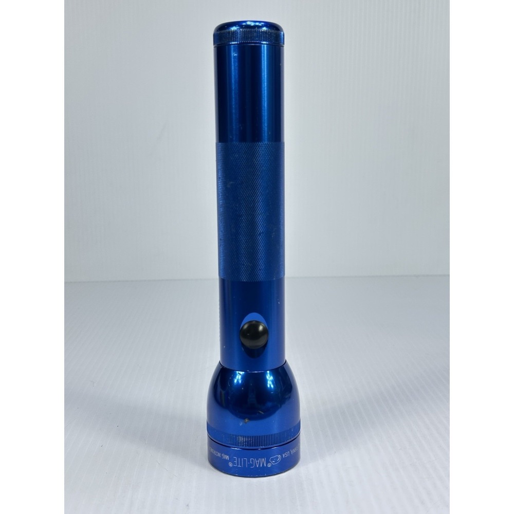MAGLITE MAG-LITE Flashlight 10" Inch Blue 2 D Cell Tested Vintage